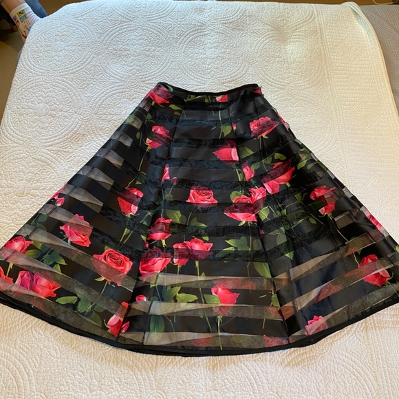 A-Line satin sheer striped black rose skirt - Picture 7 of 7